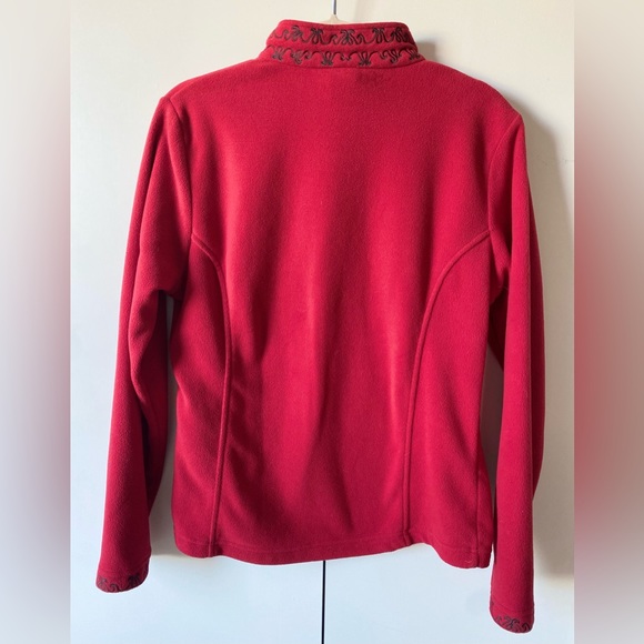 Odlo Women’s Red Fleece Quarter Zip Pullover with Embroidered Collar - Picture 2 of 5